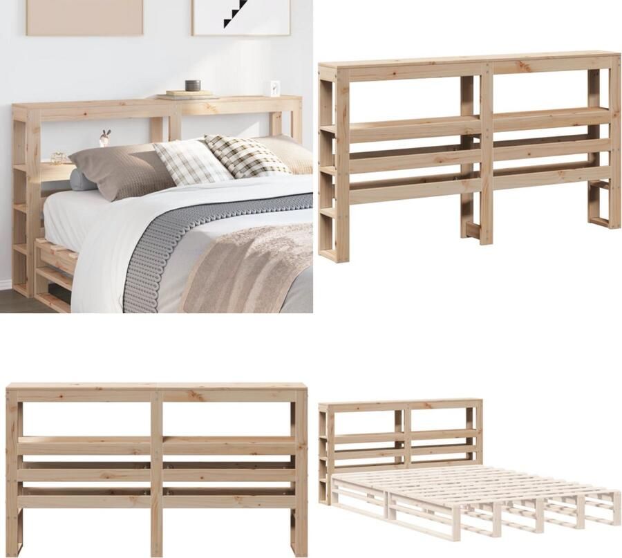 VidaXL Hoofdbord met schappen 120 cm massief grenenhout Hoofdbord Hoofdborden Bed Hoofdbord Bedhoofdbord