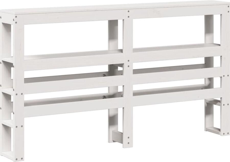 VidaXL Hoofdbord met schappen 120 cm massief grenenhout wit