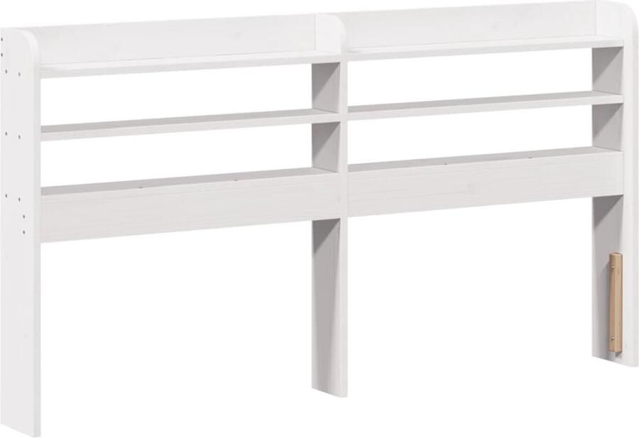 VidaXL Hoofdbord met schappen 135 cm massief grenenhout wit