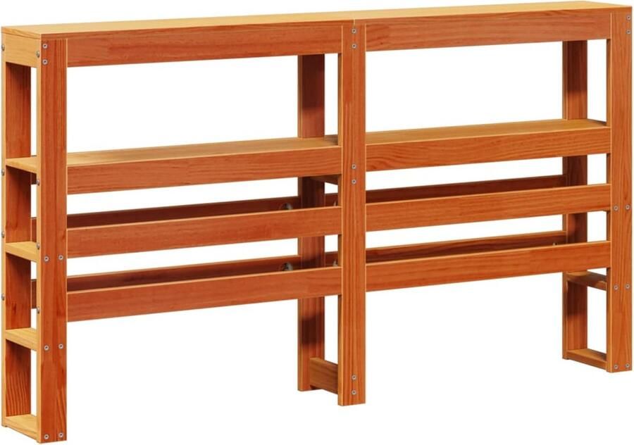 VidaXL Hoofdbord met schappen 135 cm massief grenenhout wasbruin