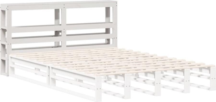 VidaXL Hoofdbord met schappen 135 cm massief grenenhout wit - Foto 3