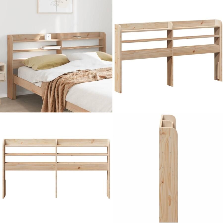 VidaXL Hoofdbord met schappen 160 cm massief grenenhout Hoofdbord Hoofdborden Bed Hoofdbord Bedhoofdbord