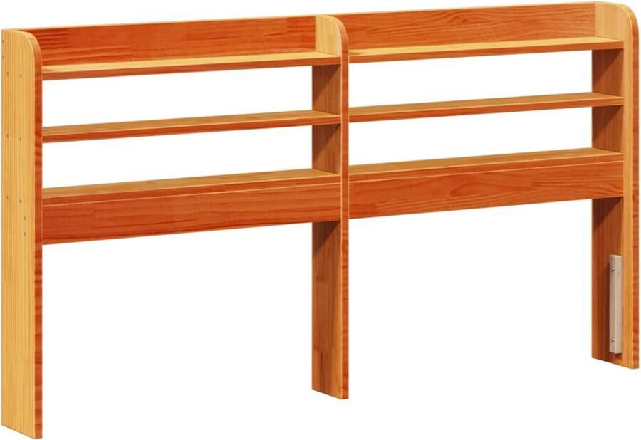 VidaXL Hoofdbord met schappen 160 cm massief grenenhout wasbruin