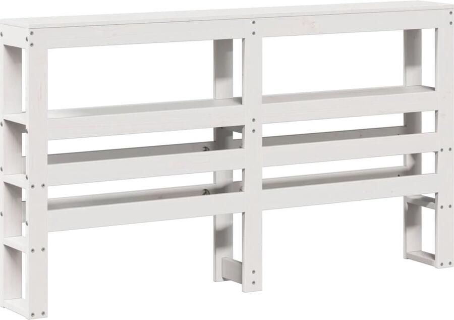 VidaXL Hoofdbord met schappen 160 cm massief grenenhout wit