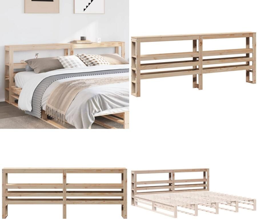 VidaXL Hoofdbord met schappen 180 cm massief grenenhout Hoofdbord Hoofdborden Bed Hoofdbord Bedhoofdbord