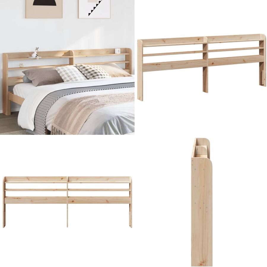 VidaXL Hoofdbord met schappen 180 cm massief grenenhout Hoofdbord Hoofdborden Bed Hoofdbord Bedhoofdbord - Foto 2