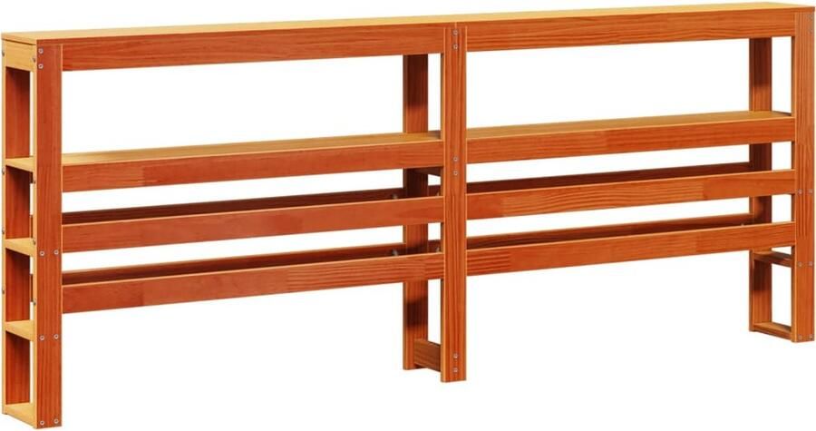 VidaXL Hoofdbord met schappen 180 cm massief grenenhout wasbruin