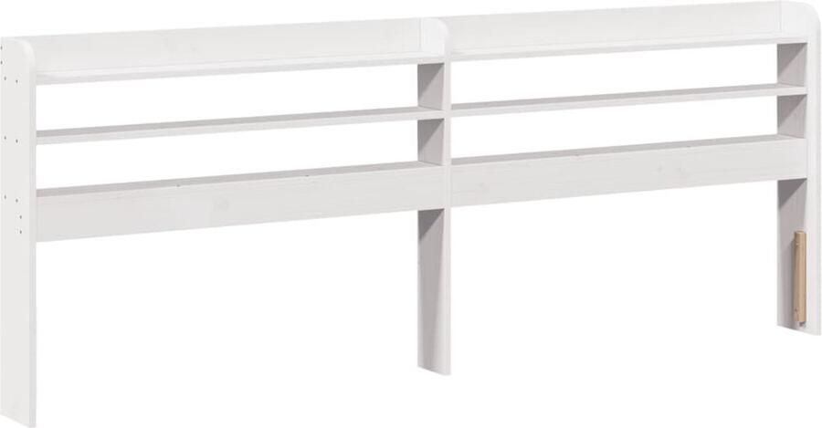 VidaXL Hoofdbord met schappen 180 cm massief grenenhout wit