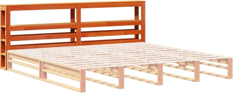 VidaXL Hoofdbord met schappen 200 cm massief grenenhout wasbruin - Foto 3