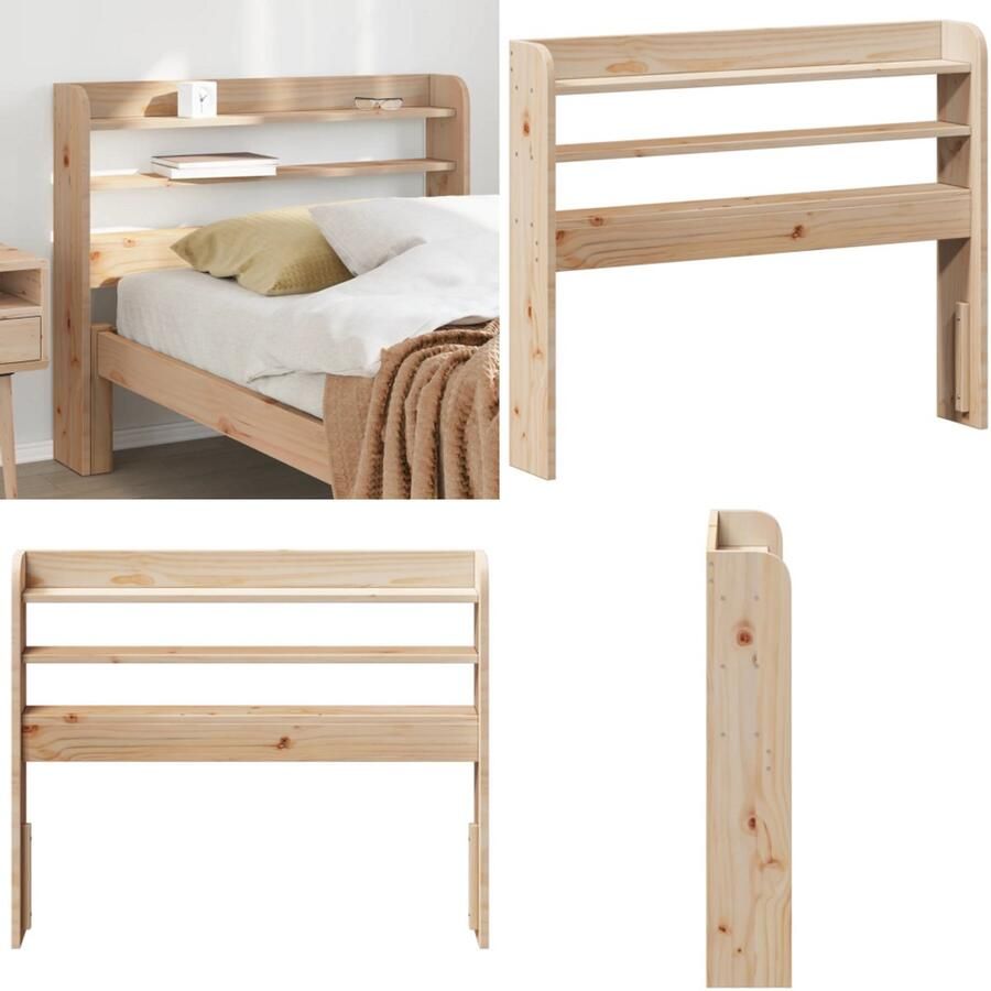 VidaXL Hoofdbord met schappen 75 cm massief grenenhout Hoofdbord Hoofdborden Bed Hoofdbord Bedhoofdbord