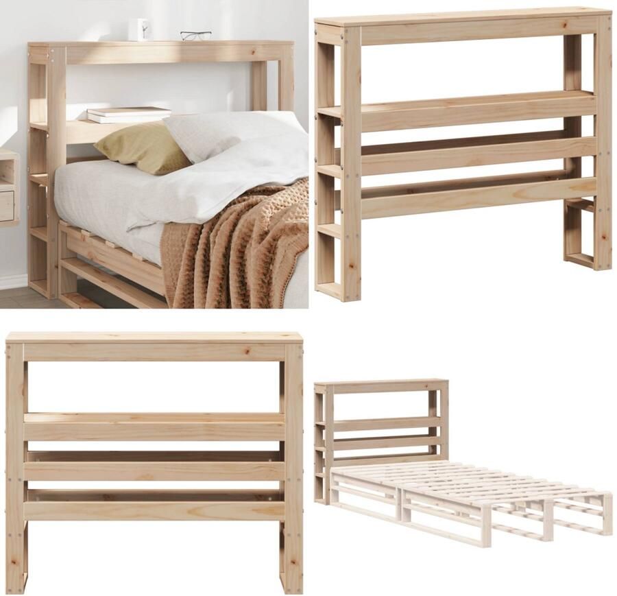VidaXL Hoofdbord met schappen 90 cm massief grenenhout Hoofdbord Hoofdborden Bed Hoofdbord Bedhoofdbord