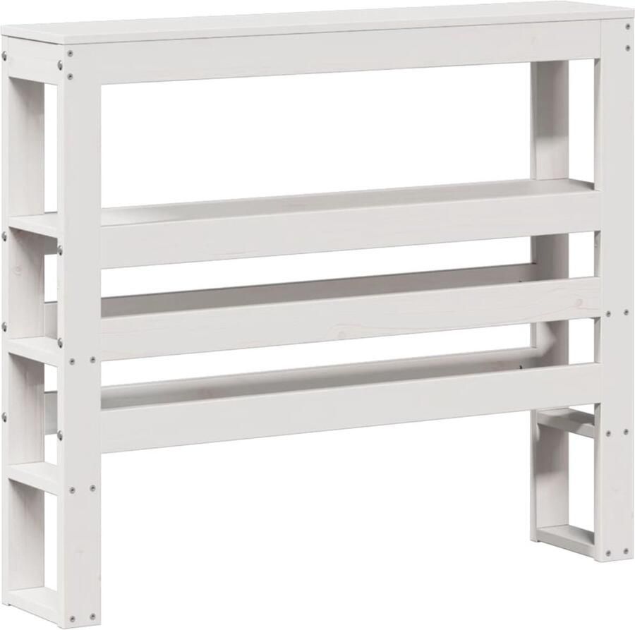 VidaXL Hoofdbord met schappen 90 cm massief grenenhout wit