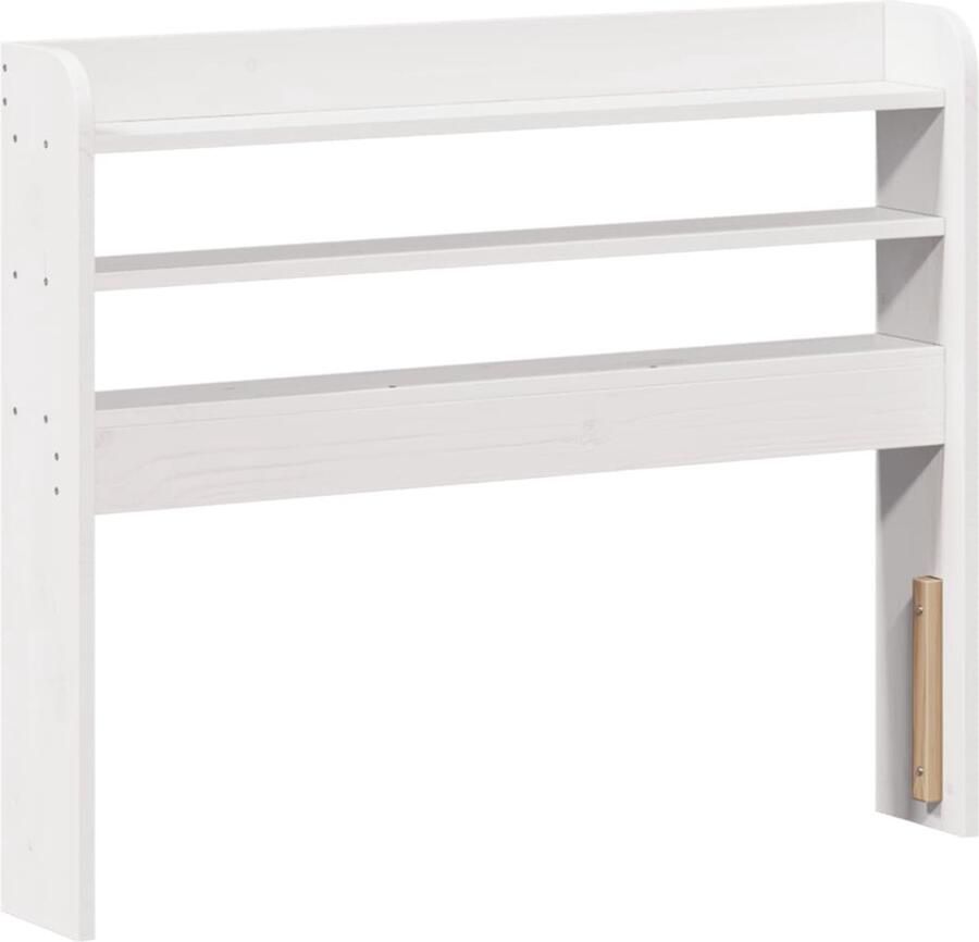 VidaXL Hoofdbord met schappen 90 cm massief grenenhout wit