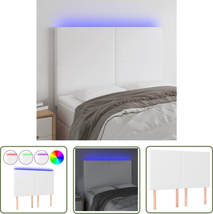 The Living Store LED-hoofdbord Hoofdeinde 144 x 5 x 118 128 cm Kleurrijk Verstelbaar Duurzaam Kunstleer LED-strips Hoofd Bord Led Hoofdbord Met Verlichting Led Headboard Slaapkamers Decoratie Moderne Hoofdborden