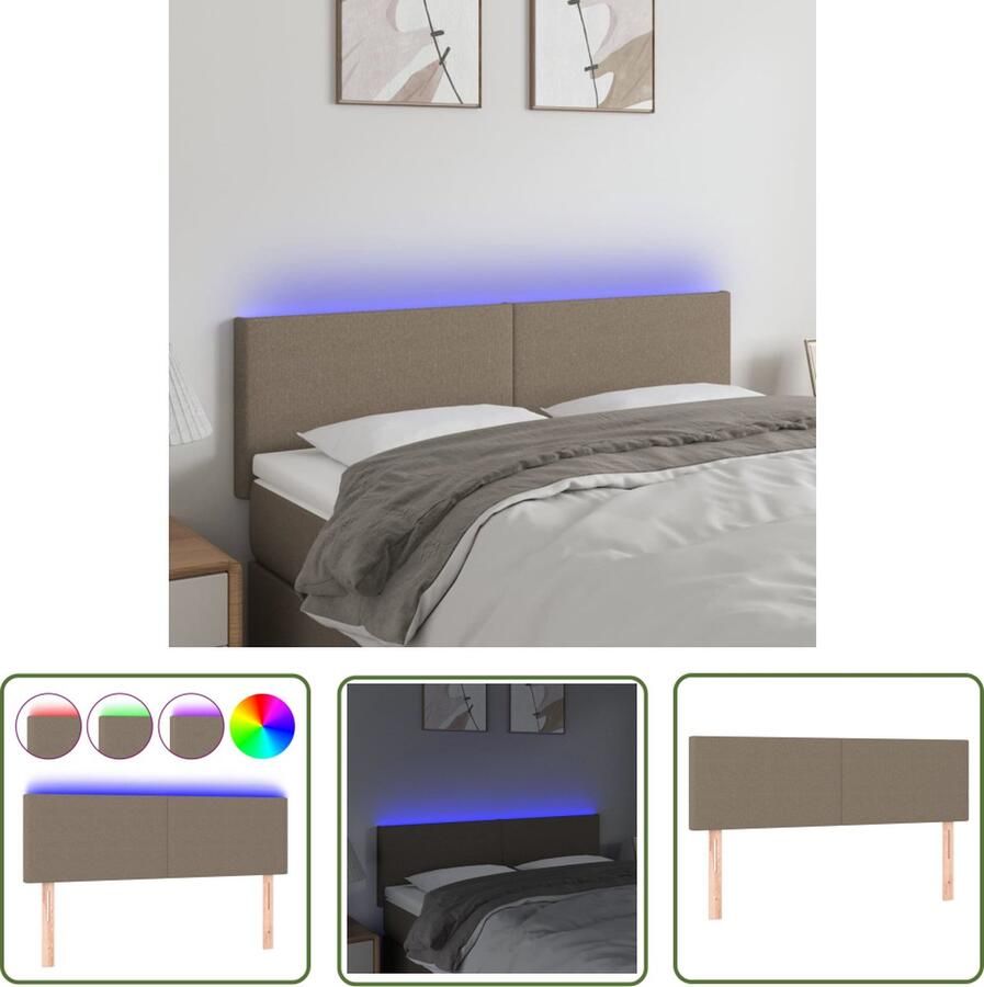 The Living Store Hoofdeinde LED-hoofdbord 144 x 5 x 78 88 cm Verstelbaar Stof Kleurrijk Snijdbare LED-strip Hoofd Bord Led Hoofdbord Met Led Verlichting Bedhoofdbord Led Lamp Slaap Kamer Decoratie