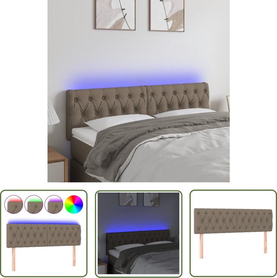 The Living Store Hoofdbord LED 160x7x78 88 cm stof taupe Hoofd Bord Led Hoofdbord Met Verlichting Headboard Met Lampjes Slaapkamers Decoratie Moderne Hoofdborden