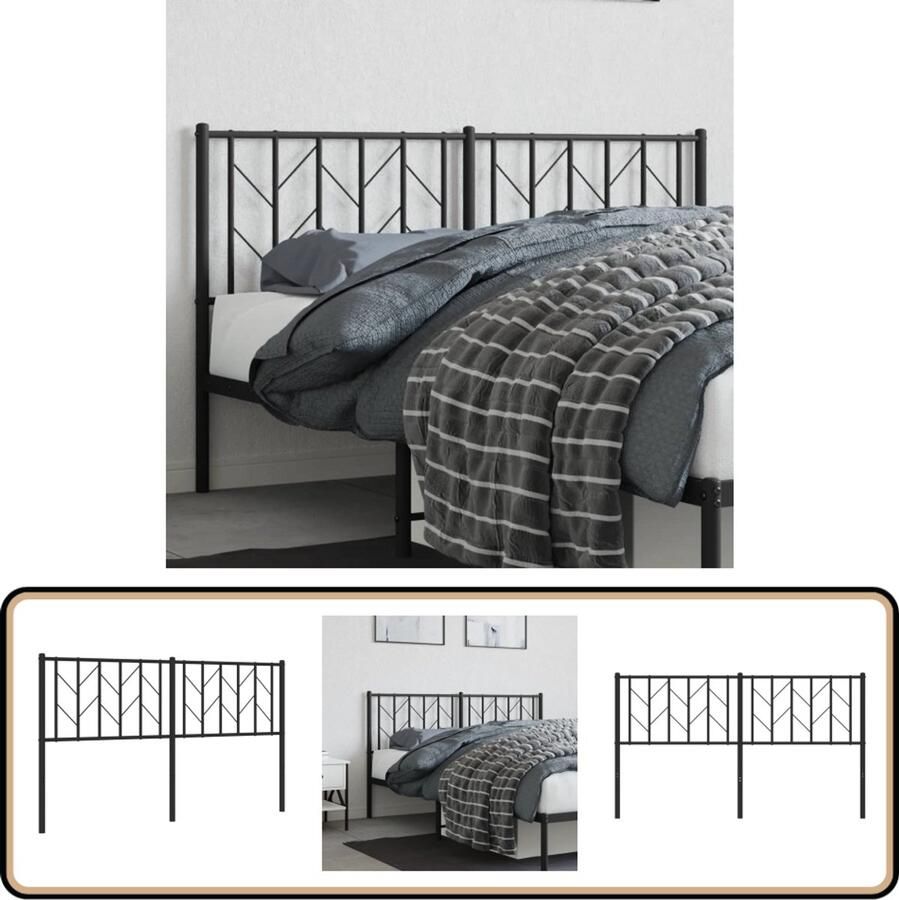 VidaXL Hoofdbord Metaal 150 cm Zwart Hoofdbord Hoofdborden Hoofdeinde Metalen Hoofdbord