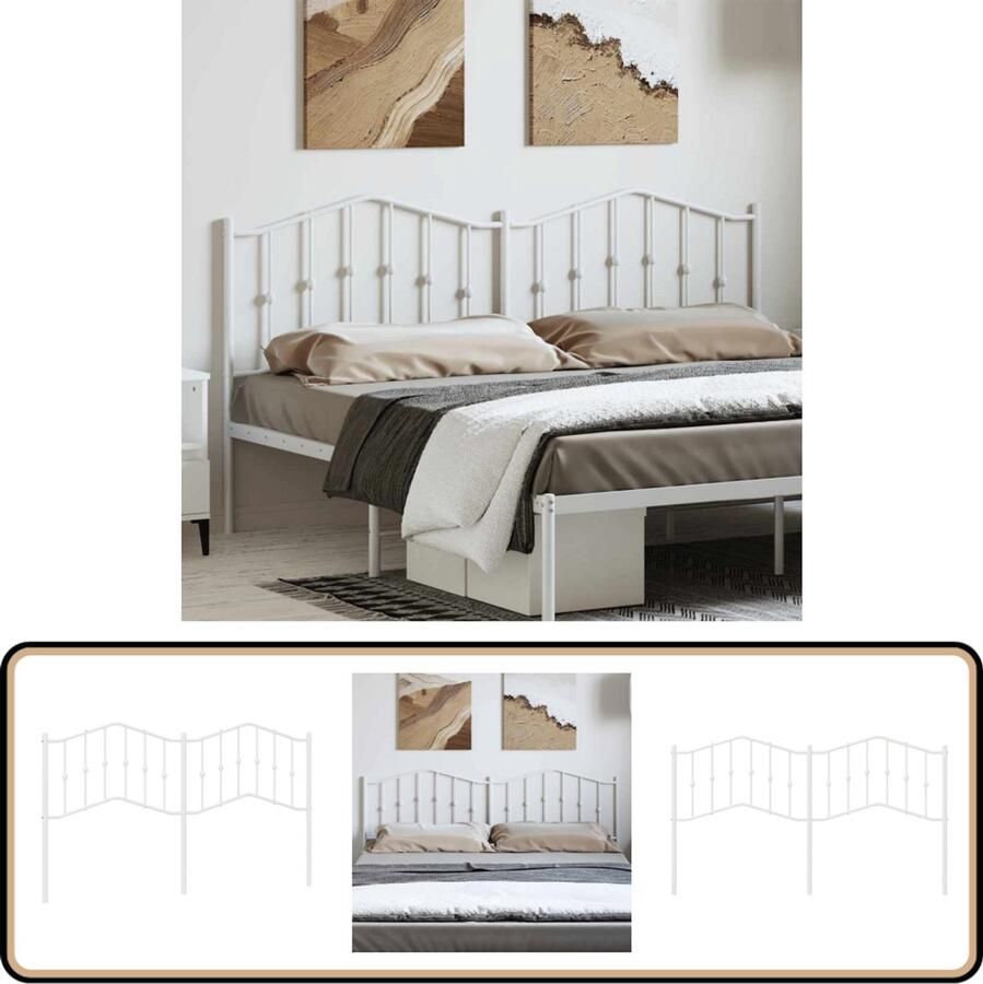 VidaXL Hoofdbord Metaal 180 cm Wit Hoofdbord Hoofdbed Beddecoratie Slaapkamervloerisolator Houten Hoofdbord