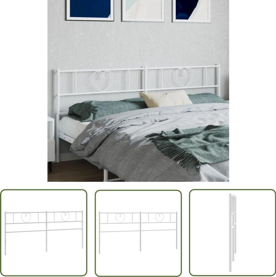 VidaXL Hoofdbord Metaal 193 cm Wit Hoofdbord Klassiek Hoofdbord Bedhoofd Hoofdbekleding Slaapkamervloerisolator Houten Hoofdbord Witte Hoofdbord Metalen Hoofdbord Staal Hoofdbord