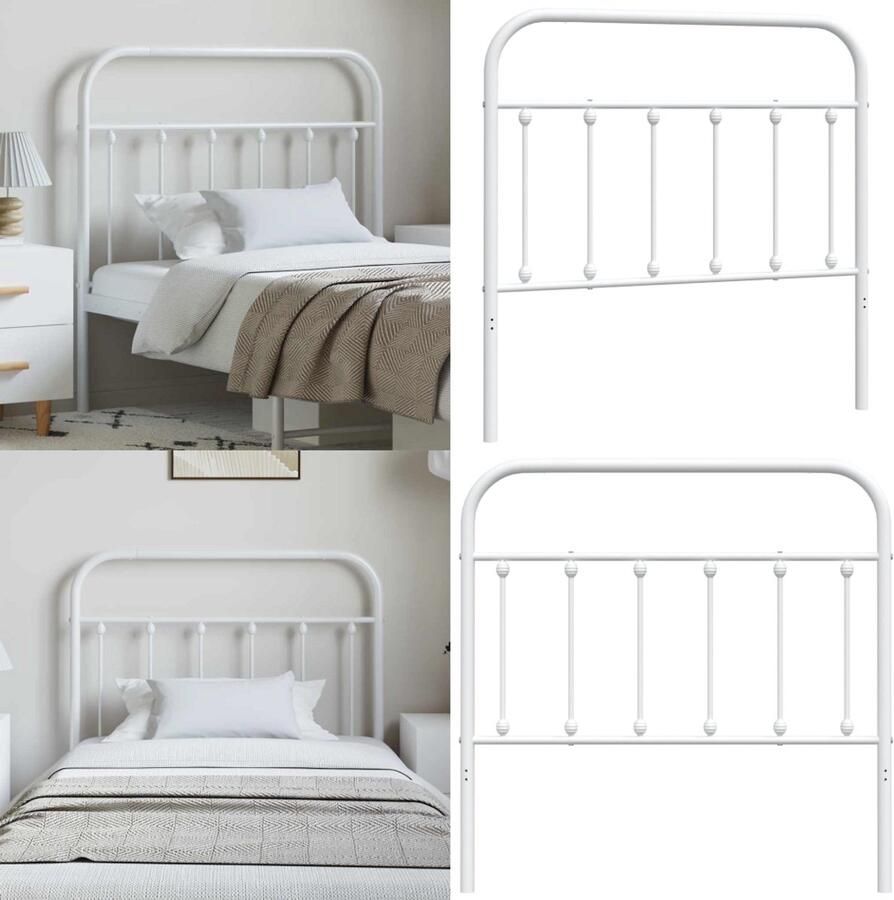 VidaXL Hoofdbord metaal wit 100 cm Hoofdbord Hoofdborden Hoofdeinde Metalen Hoofdbord