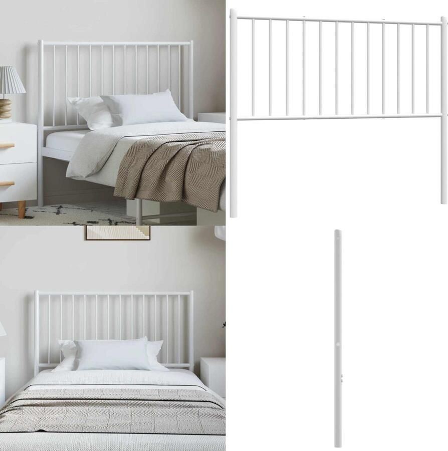 VidaXL Hoofdbord metaal wit 100 cm Hoofdbord Hoofdborden Hoofdeinde Metalen Hoofdbord