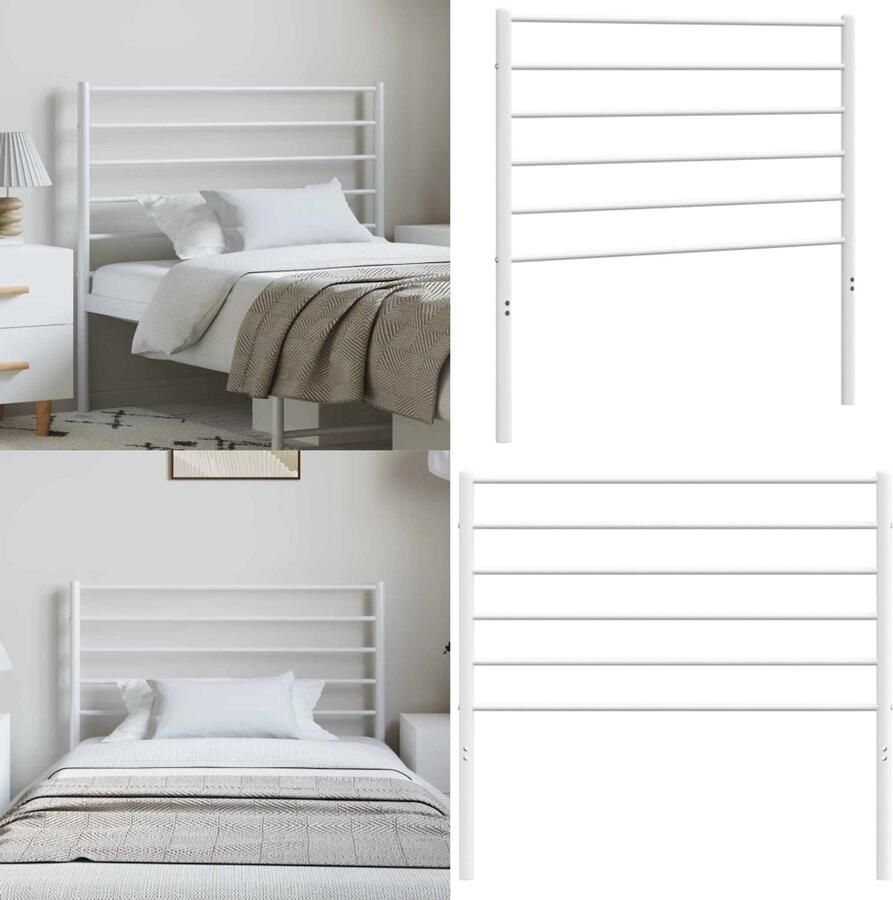 VidaXL Hoofdbord metaal wit 100 cm Hoofdbord Hoofdborden Hoofdeinde Metalen Hoofdbord