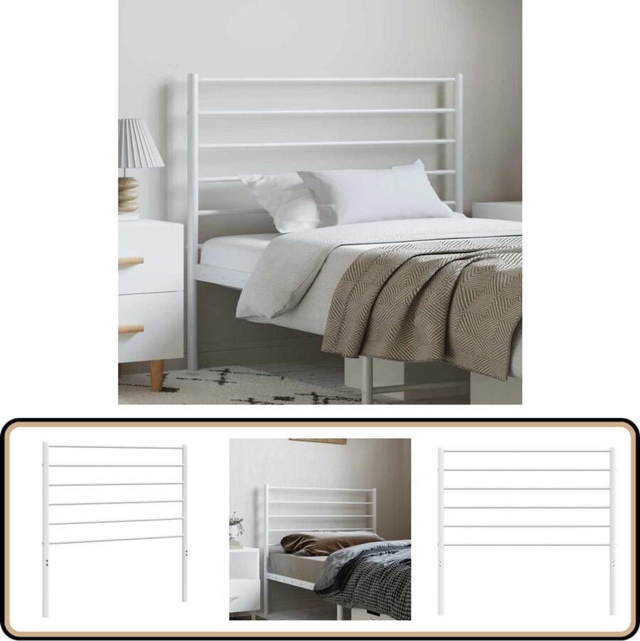VidaXL Hoofdbord metaal Wit 100 cm Hoofdbord Hoofddekens Bedding Slaapkamers Metalen Hoofdbord