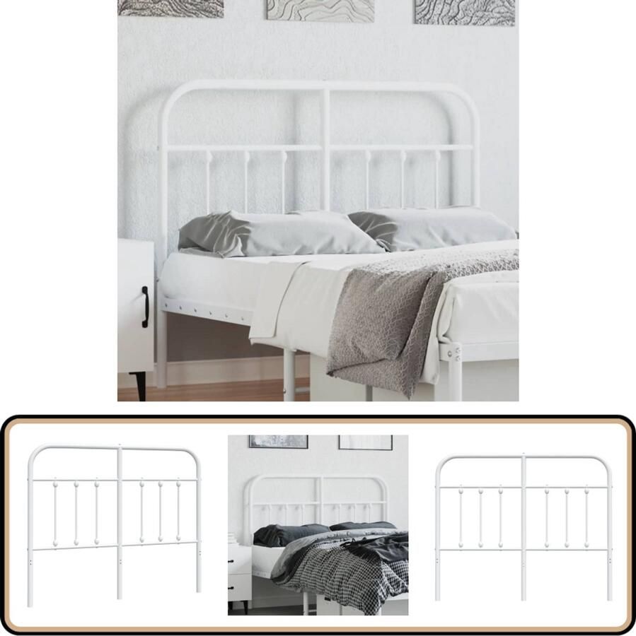 VidaXL Hoofdbord Metaal Wit 120 cm Hoofdbord Beddecoratie Hoofdboard Slaapkamer Decoratie Vintage Hoofdbord Modern Hoofdbord