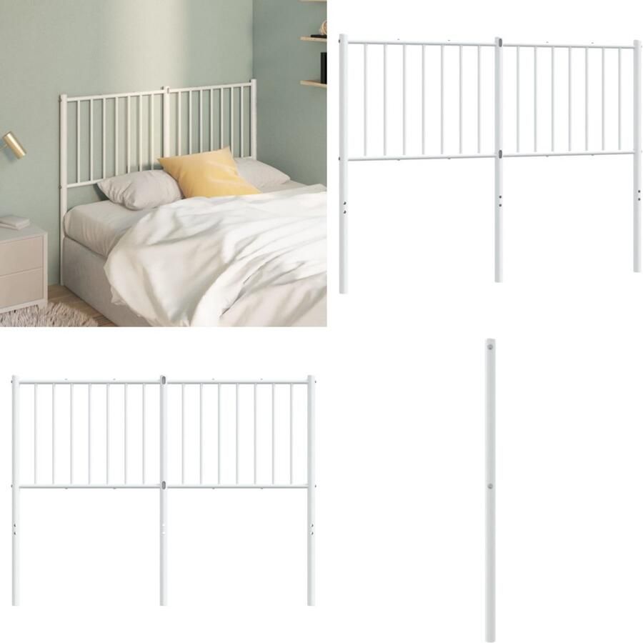 VidaXL Hoofdbord metaal wit 120 cm Hoofdbord Hoofdborden Hoofdeinde Metalen Hoofdbord