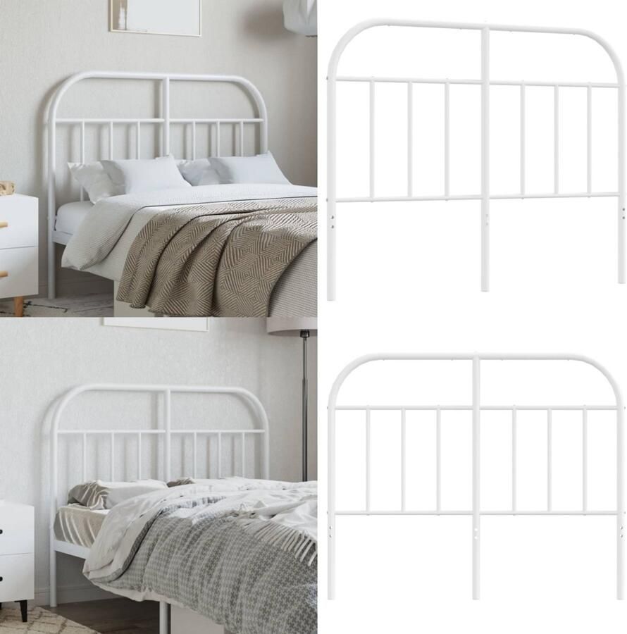 VidaXL Hoofdbord metaal wit 120 cm Hoofdbord Hoofdborden Hoofdeinde Metalen Hoofdbord