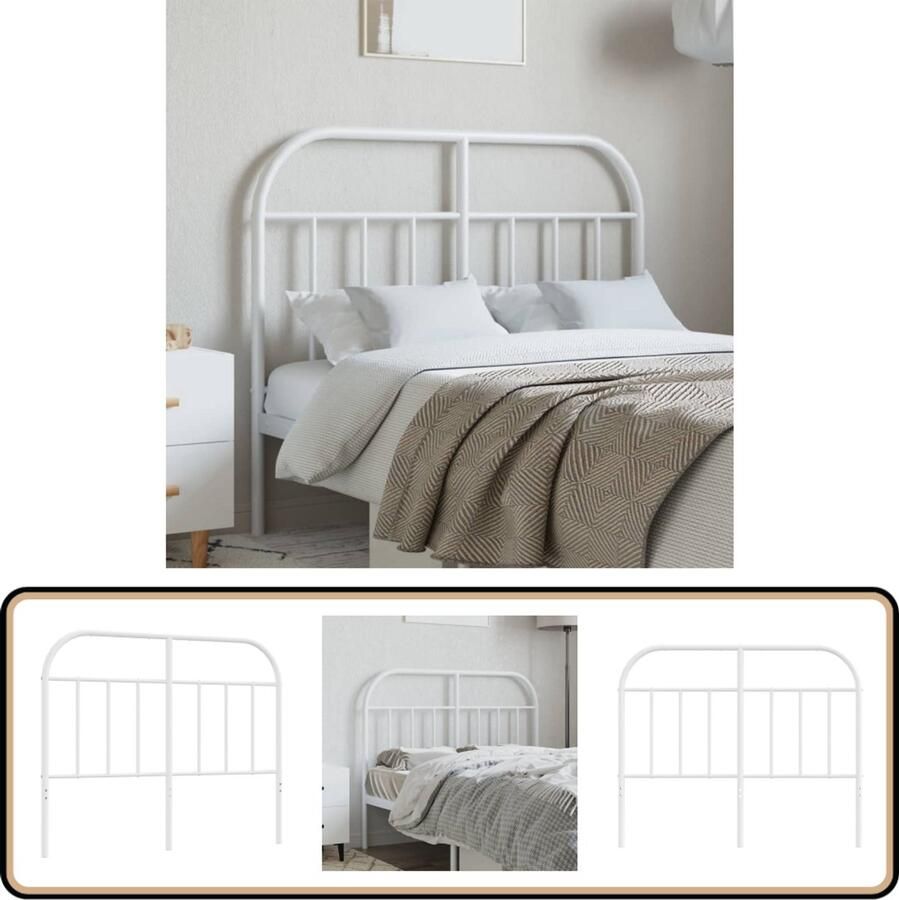 VidaXL Hoofdbord Metaal Wit 120 cm Hoofdbord Klassiek Hoofdbord Houten Hoofdbord Witte Hoofdbord Beddecoratie Slaapkamervloerisolator