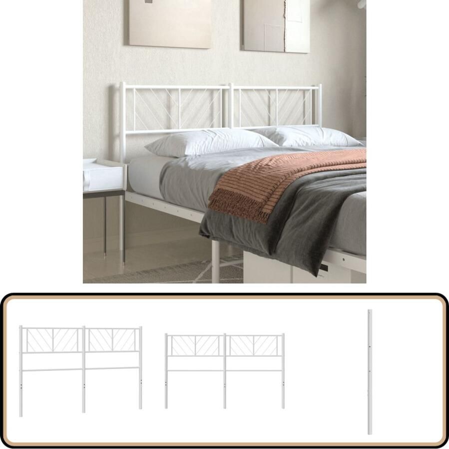 VidaXL Hoofdbord Metaal Wit 120 cm Hoofdbord Klassiek Hoofdbord Metalen Hoofdbord Witte Hoofdbord Beddecoratie