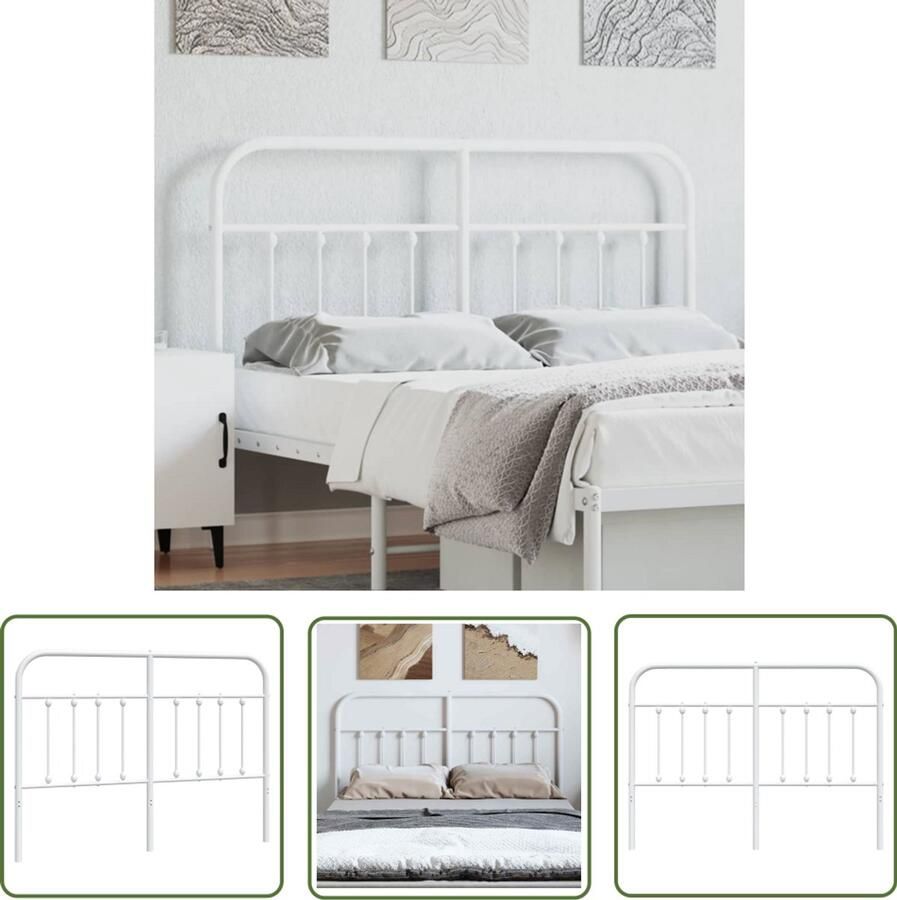 VidaXL Hoofdbord Metaal Wit 150 cm breed Hoofdbord Klassiek Hoofdbord Metalen Hoofdbord Witte Hoofdbord 150 Cm Beddecoratie Slaapkamers
