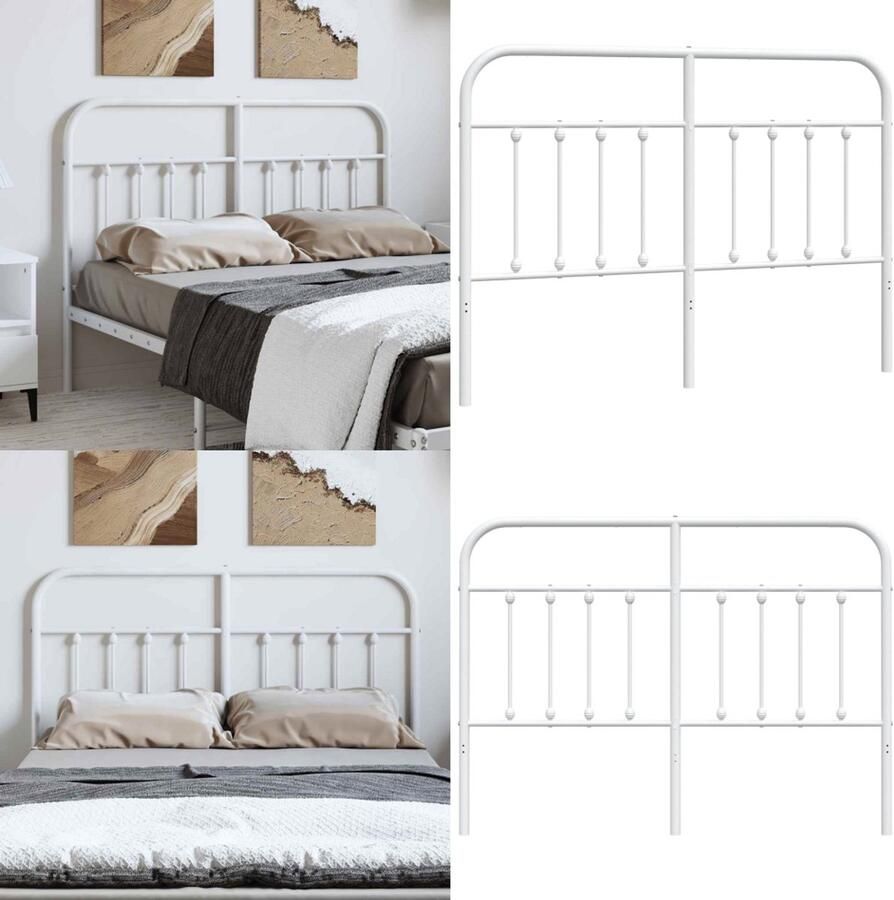 VidaXL Hoofdbord metaal wit 150 cm Hoofdbord Hoofdborden Hoofdeinde Metalen Hoofdbord