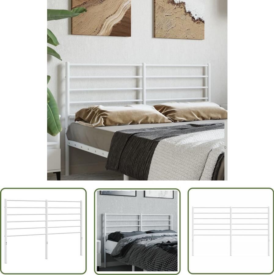 VidaXL Hoofdbord metaal Wit 160 cm breed Hoofdbord Beddecoratie Hoofdbekleding Klassiek Hoofdbord Metalen Hoofdbord Witte Hoofdbord Slaapkamers Bedroom Decor Bed Frame Accessories