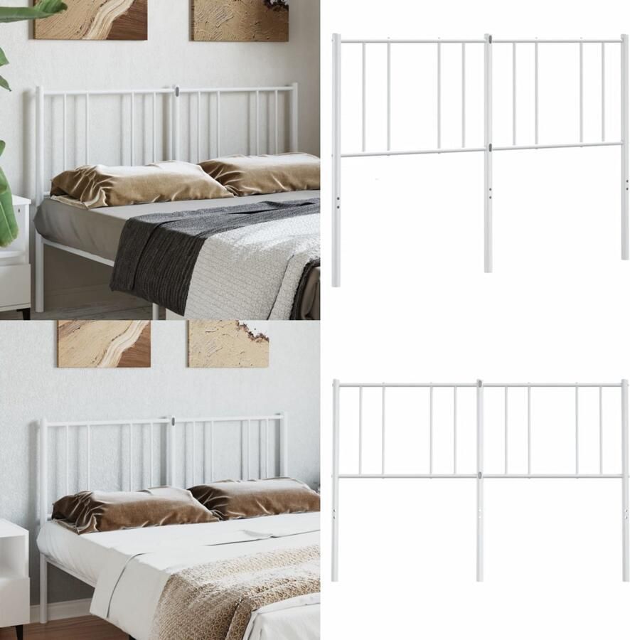 VidaXL Hoofdbord metaal wit 160 cm Hoofdbord Hoofdborden Hoofdeinde Metalen Hoofdbord