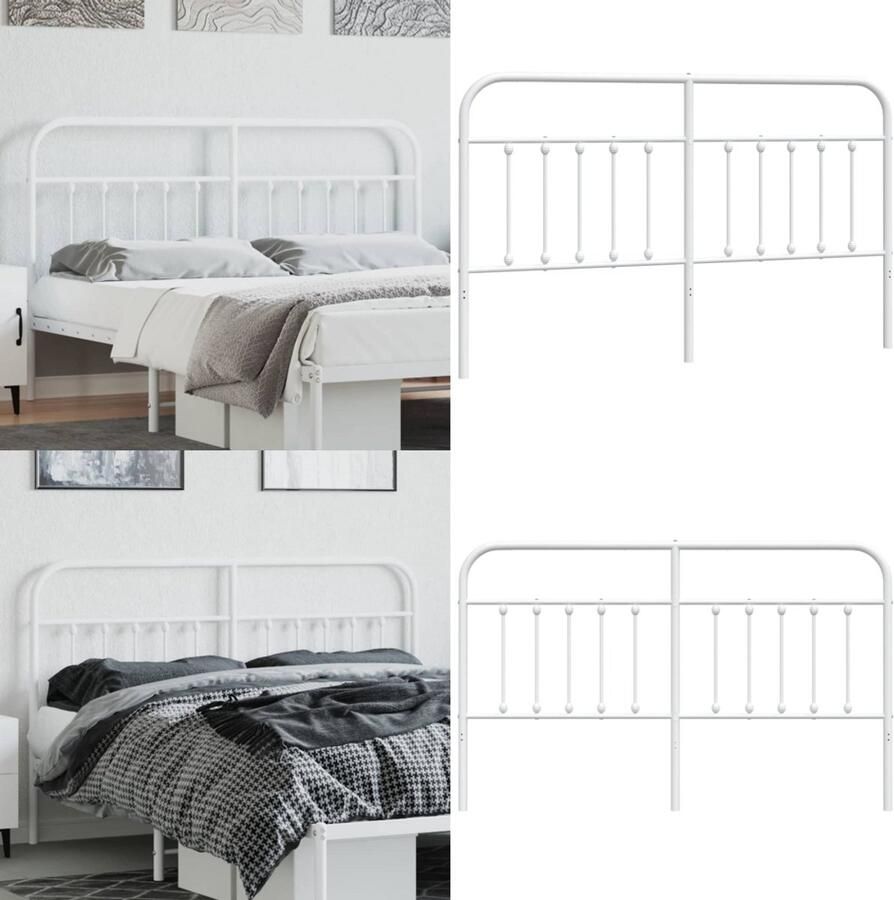 VidaXL Hoofdbord metaal wit 160 cm Hoofdbord Hoofdborden Hoofdeinde Metalen Hoofdbord