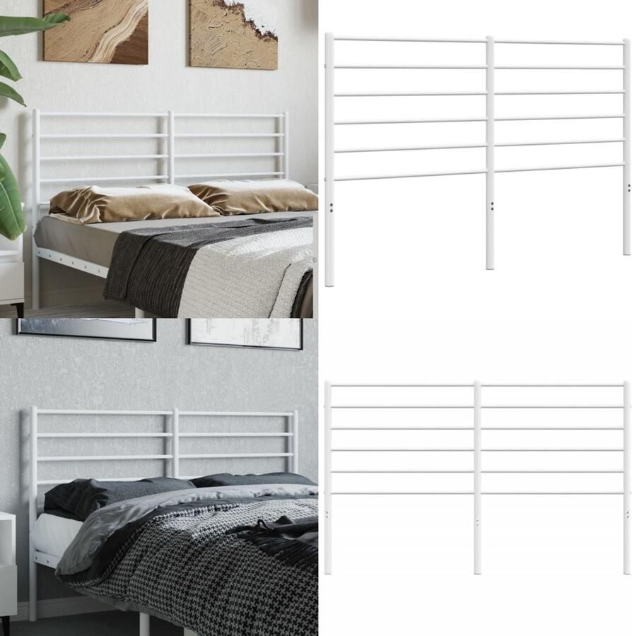 VidaXL Hoofdbord metaal wit 160 cm Hoofdbord Hoofdborden Hoofdeinde Metalen Hoofdbord