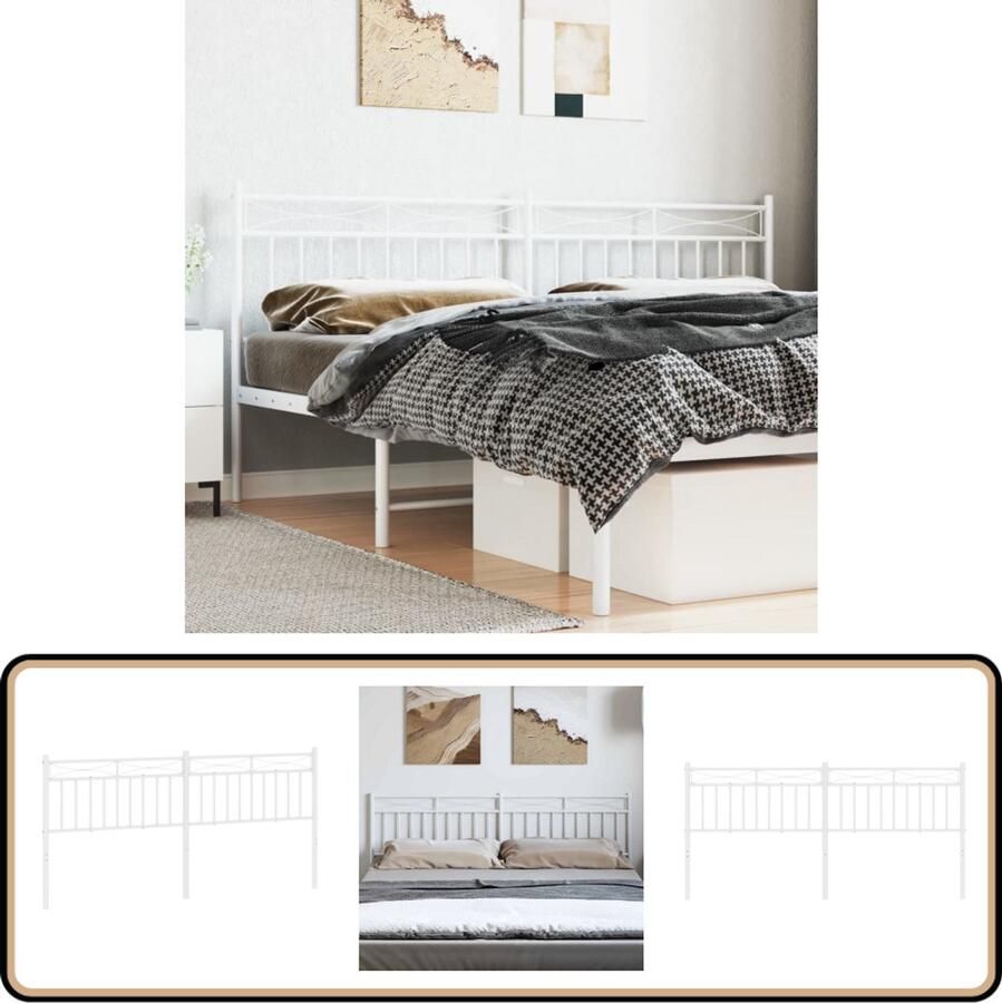 VidaXL Hoofdbord Metaal Wit 180 cm Hoofdbord Beddecoratie Hoofdbekleding Slaapkamervloerisolatie Vintage Meubels Modern Hoofdbord Staal Hoofdbord Witte Hoofdbord 180 Cm