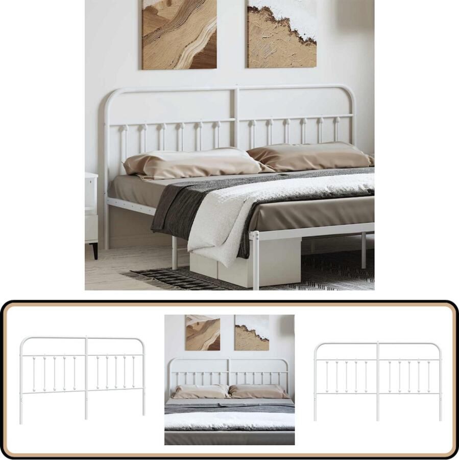 VidaXL Hoofdbord Metaal Wit 180 cm Hoofdbord Beddecoratie Klassiek Hoofdbord Staal Hoofdbord Witte Hoofdbord 180 Cm Bedroom Decor Slaapkamervloerisolator