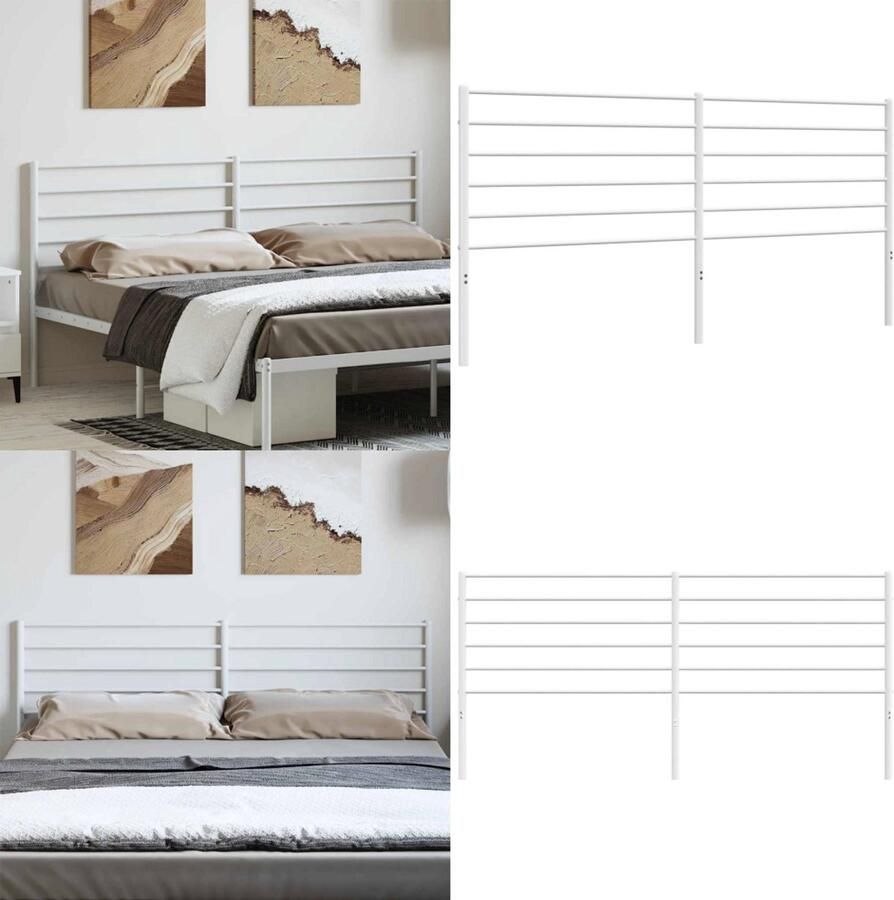 VidaXL Hoofdbord metaal wit 193 cm Hoofdbord Hoofdborden Hoofdeinde Metalen Hoofdbord