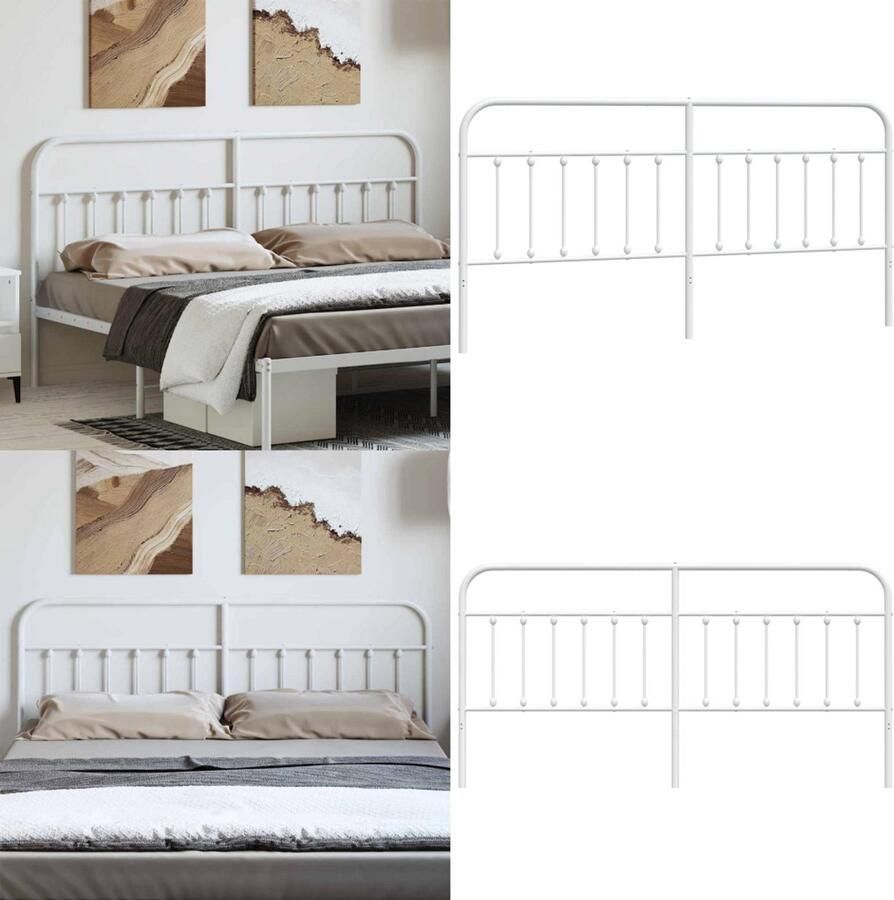 VidaXL Hoofdbord metaal wit 193 cm Hoofdbord Hoofdborden Hoofdeinde Metalen Hoofdbord