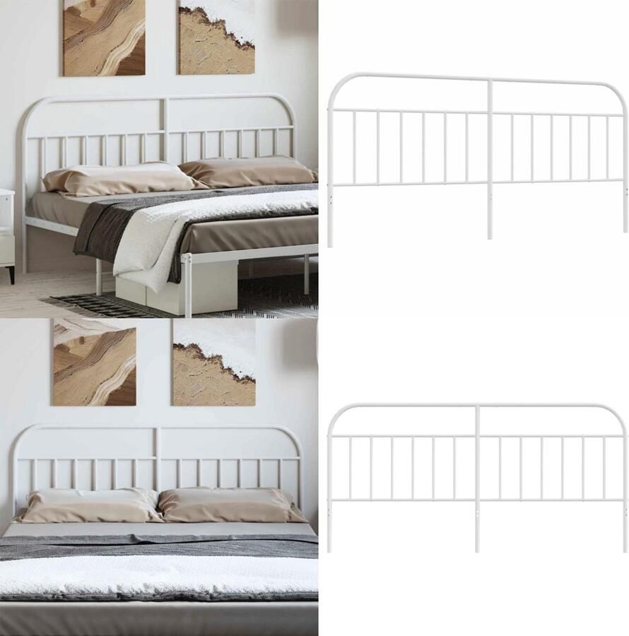 VidaXL Hoofdbord metaal wit 193 cm Hoofdbord Hoofdborden Hoofdeinde Metalen Hoofdbord