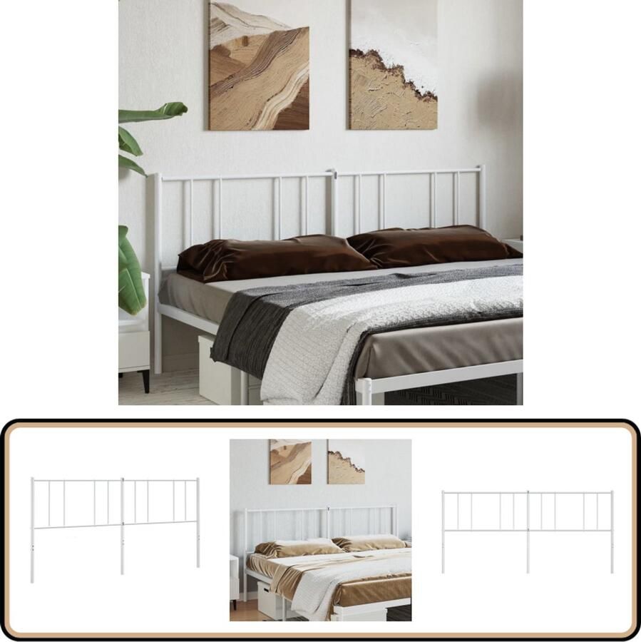 VidaXL Hoofdbord Metaal Wit 200 cm Hoofdbord Hoofdboard Staal Wit Beddecoratie Slaapkamervloerisolator Luxe Bed Comfortabel Bed Modern Bed Klassiek Bed Bedroom Decor