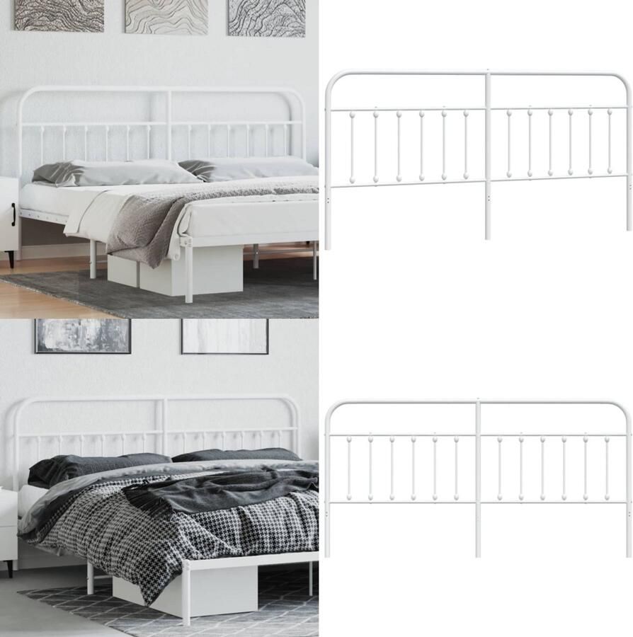 VidaXL Hoofdbord metaal wit 200 cm Hoofdbord Hoofdborden Hoofdeinde Metalen Hoofdbord