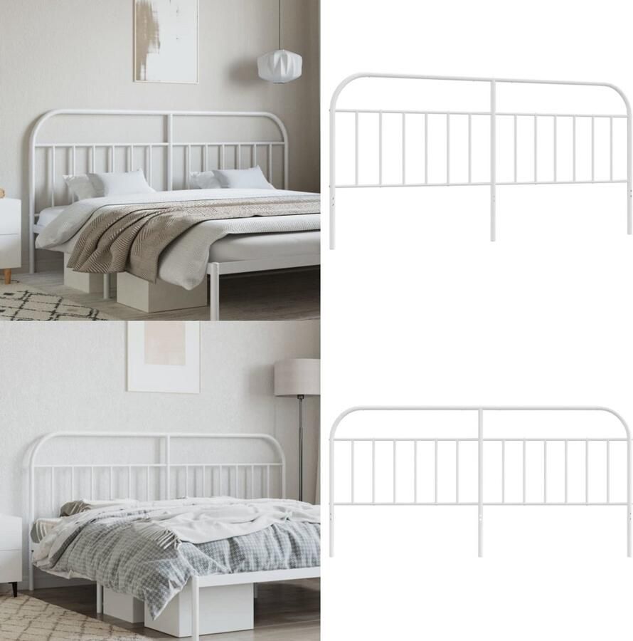 VidaXL Hoofdbord metaal wit 200 cm Hoofdbord Hoofdborden Hoofdeinde Metalen Hoofdbord - Foto 2