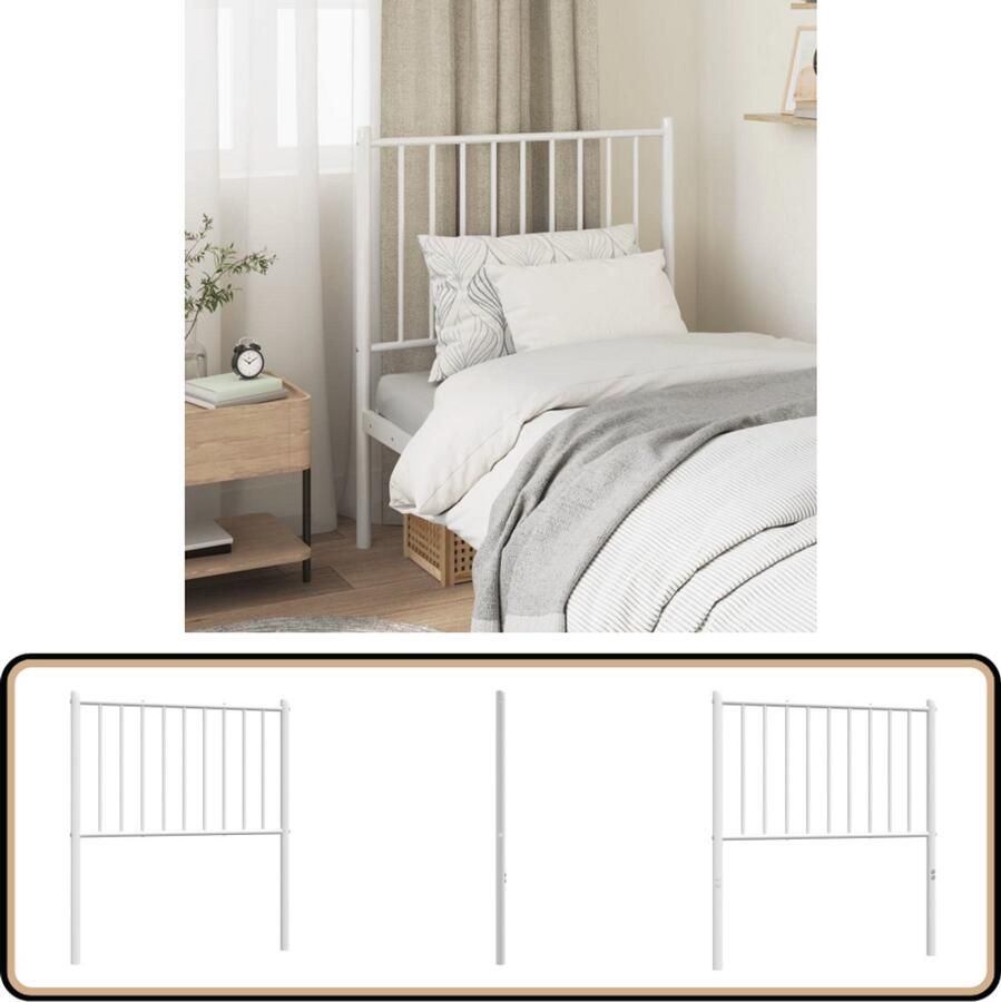 VidaXL Hoofdbord Metaal Wit 80 cm Hoofd Bord Hoofdbord Metalen Hoofdbord Witte Hoofdbord Slaap Accessoires