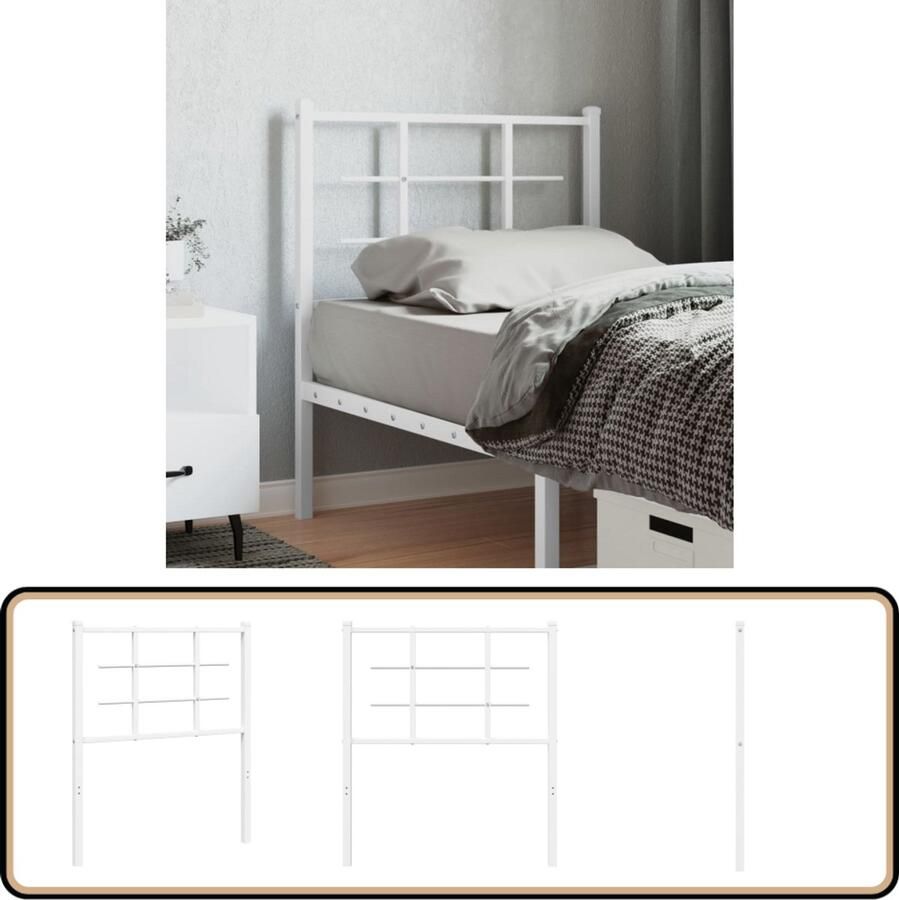 VidaXL Hoofdbord Metaal Wit 80 cm Hoofdbord Beddecoratie Hoofdbekleding Staal Wit