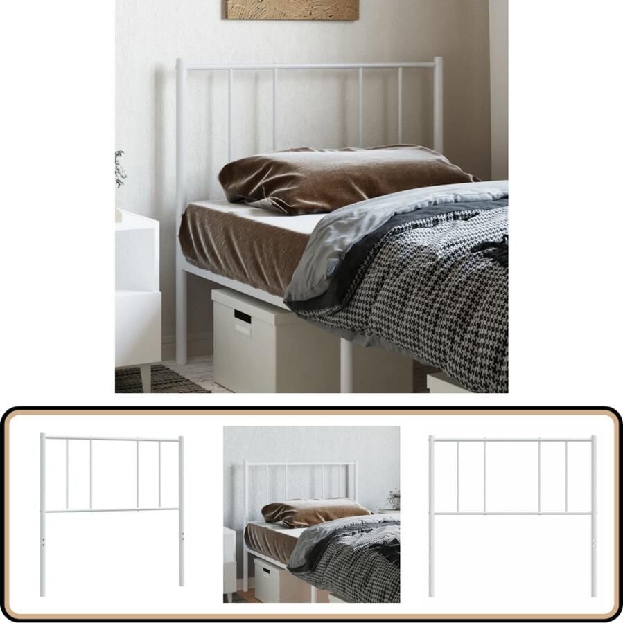 VidaXL Hoofdbord metaal Wit 80 cm Hoofdbord Bedding Hoofddekking Slaapcomfort Robuust