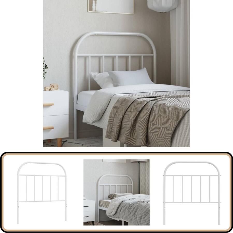 VidaXL Hoofdbord metaal Wit 80 cm Hoofdbord Hoofdbed Metalen Hoofdbord Witte Hoofdbord Slaapkamersdecoratie